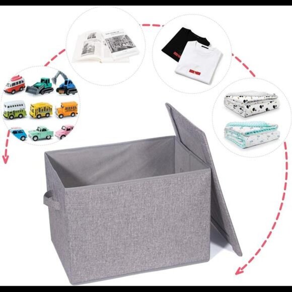 5 Pack Large Foldable Storage Box with Lids [16.5x11.8x11.8] - Picture 1 of 7